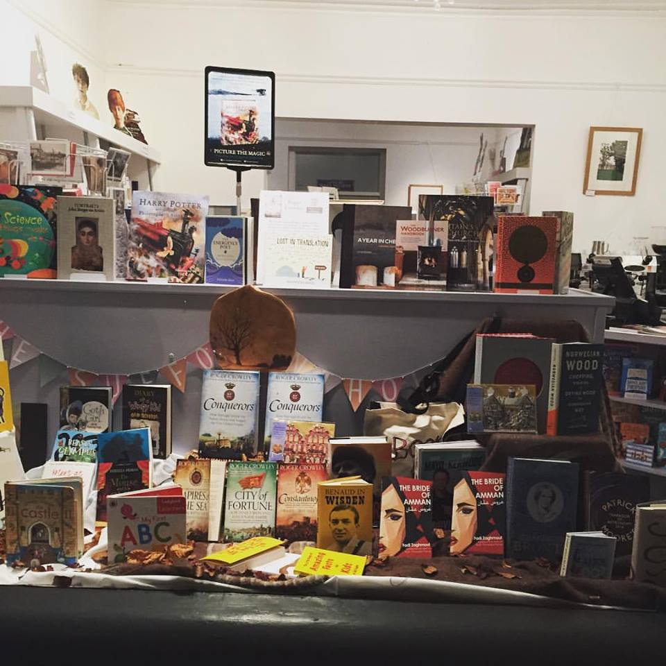 Window view for the suffolks bookshop in Cheltenham